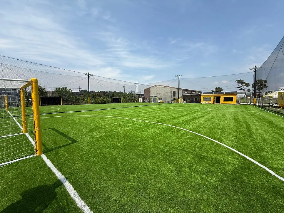 Wide view of the FC Probity training ground with the goal in the foreground
